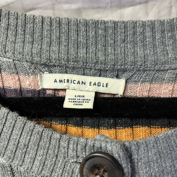 American Eagle Outfitters Striped Sweater - Gray, Pink, Yellow large - Picture 3 of 6